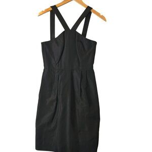 J Crew Womens Black Sleeveless Sheath Dress Size 0 Cross Back Cocktail Classic